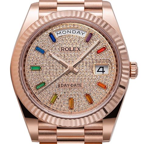 solid gold rolex with diamonds|Rolex day date 40 228235.